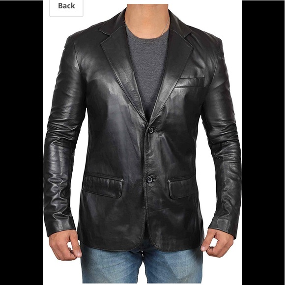 ⛄️ Real leather black man elegant jacket new - Picture 2 of 8